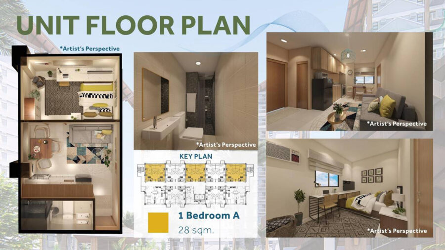 1-Bedroom A unit floor plan, royal oceancrest mactan