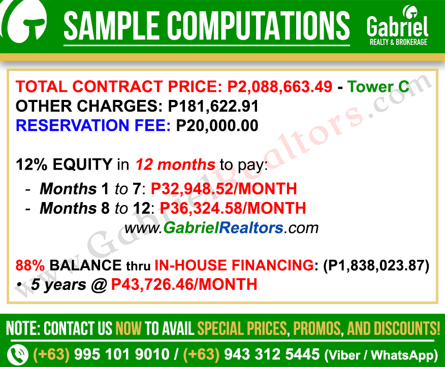 Royal Oceancrest Mactan Studio Sample Computation