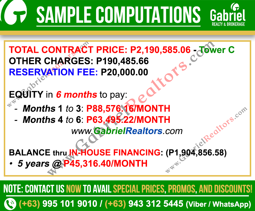 Royal Oceancrest Mactan Studio Sample Computation