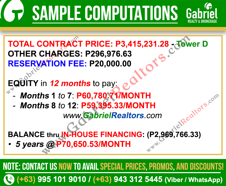 Royal Oceancrest Mactan Studio Sample Computation