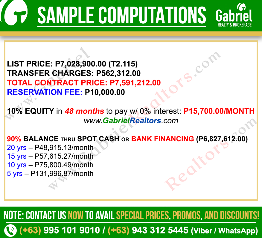 Casa Mira Towers Mandaue 1 Bedroom with Balcony Sample Computations