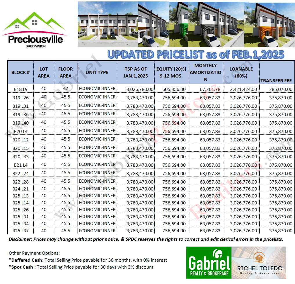 PRECIOUSVILLE TALISAY LATEST PRICELIST