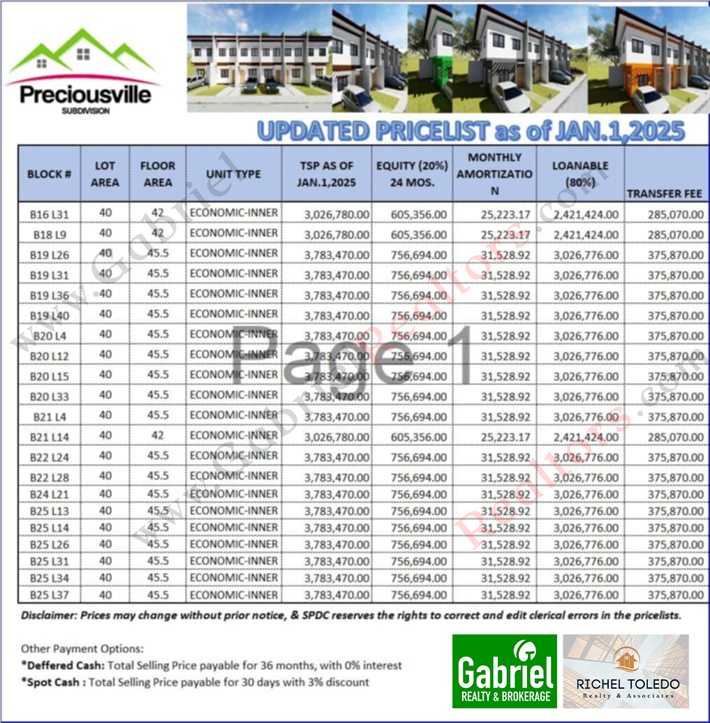 PRECIOUSVILLE TALISAY LATEST PRICELIST