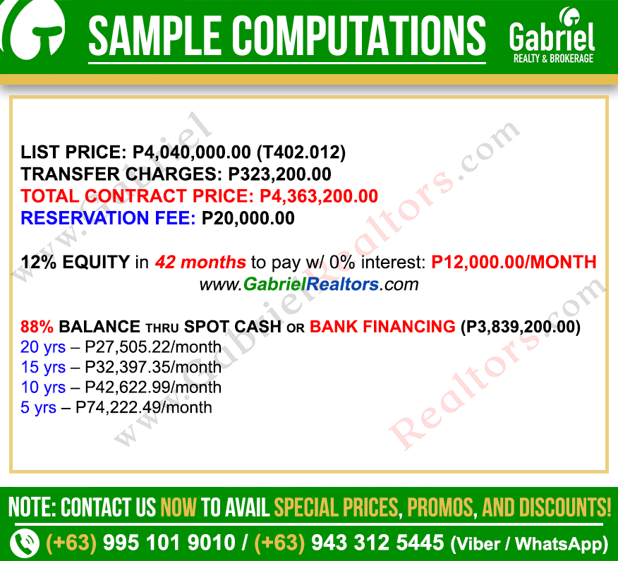 Casa Mira Towers Mandaue Studio with Balcony Sample Computations