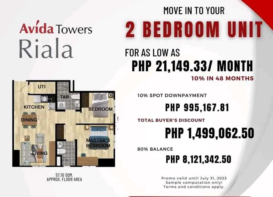 rent to own condo in cebu it park, 2 bedroom in avida towers riala