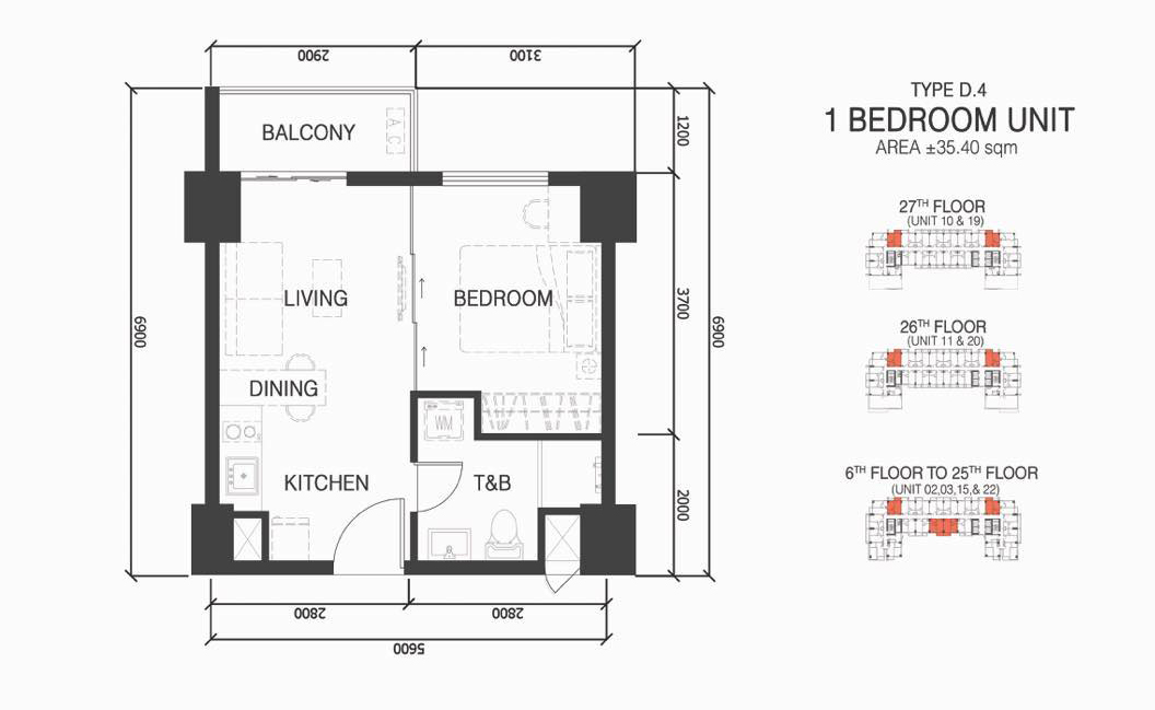 El Sol 1 bedroom unit lay out