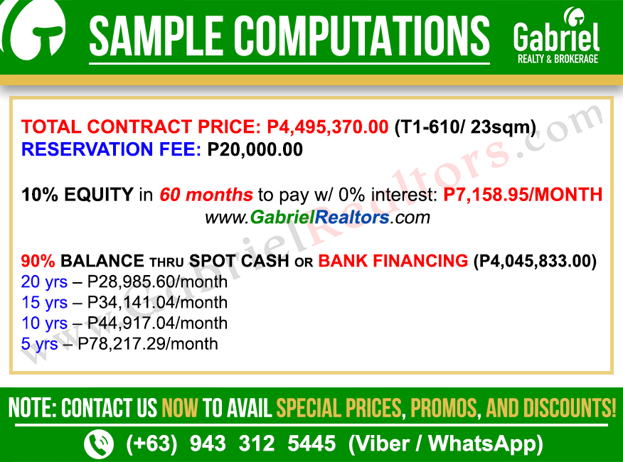 Vertex Coast Mactan Studio Residential Unit Sample Computation