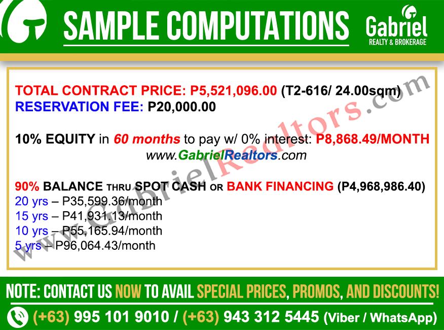 Vertex Coast Mactan Studio Residential Unit Sample Computation