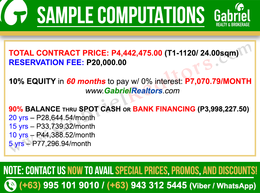 Vertex Coast Mactan Studio Residential Unit Sample Computation