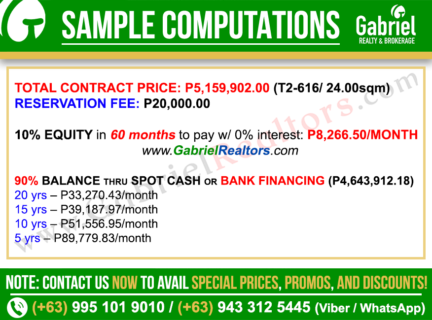 Vertex Coast Mactan Studio Residential Unit Sample Computation