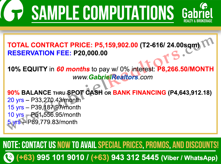 Vertex Coast Mactan Studio Residential Unit Sample Computation