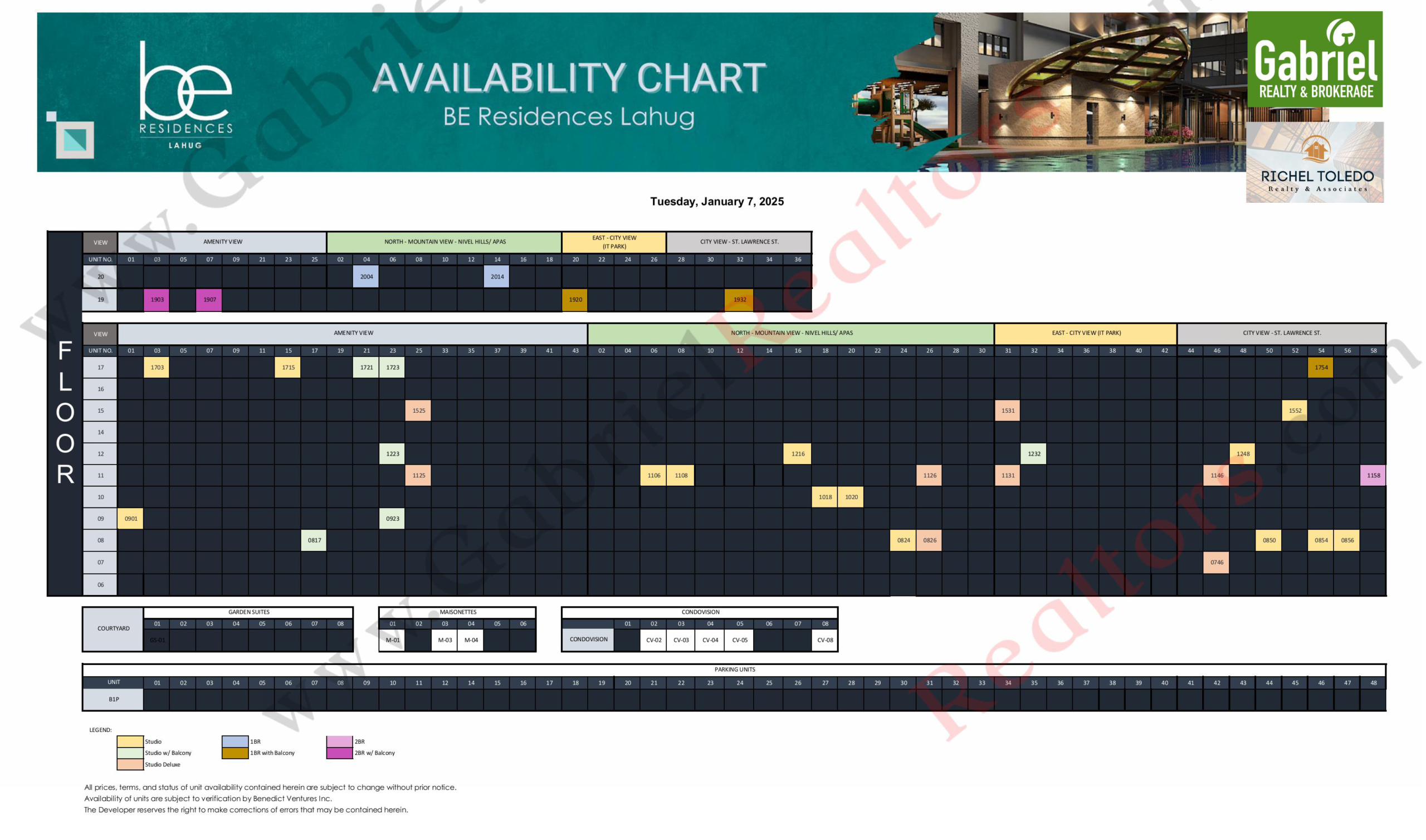 Be Residences Lahug Availability Chart