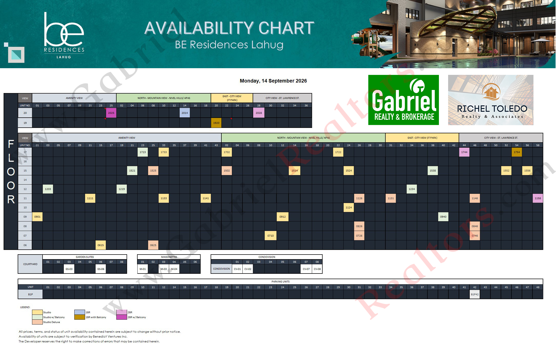 Be Residences Lahug Availability Chart