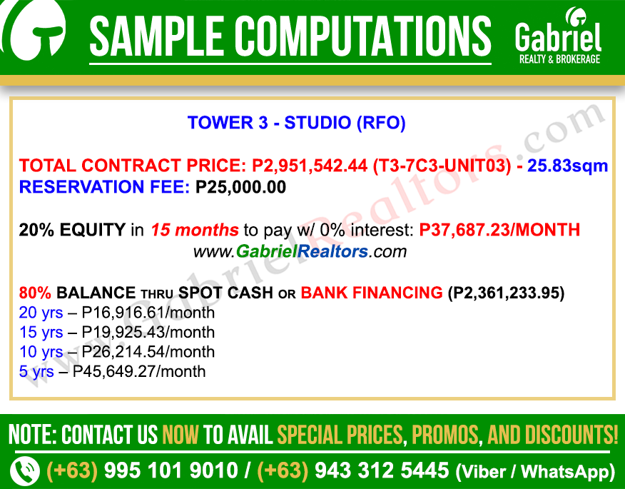 Apple One Banawa Studio Unit Sample Computations