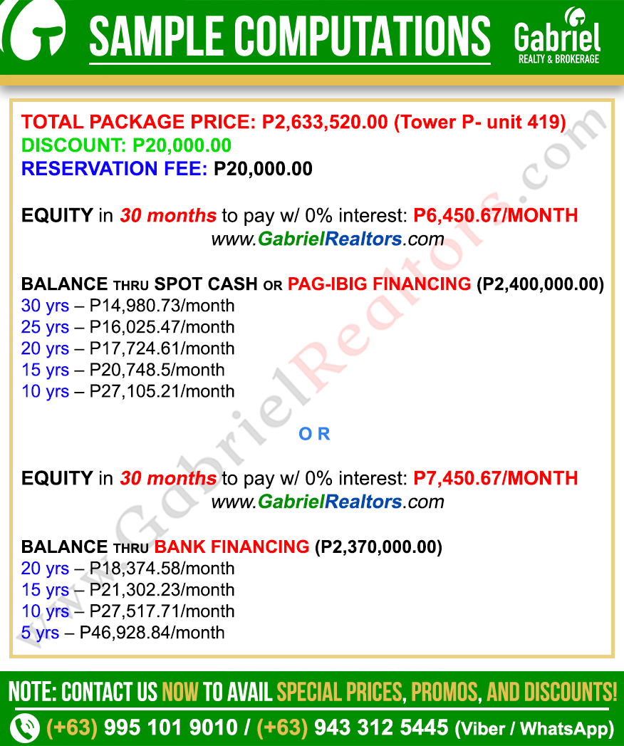 Plumera Mactan Studio Unit Sample Computations