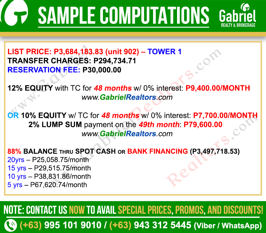 Costa Mira Beachtown Mactan Studio Sample Computation