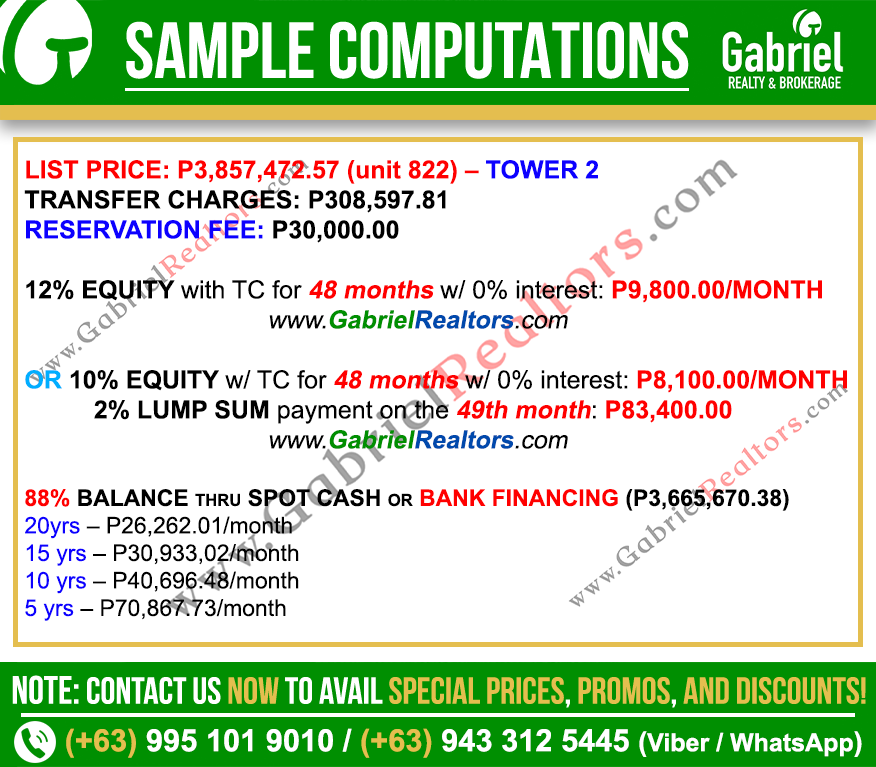 Costa Mira Beachtown Mactan Studio Sample Computation