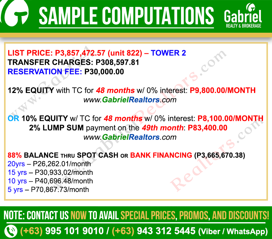 Costa Mira Beachtown Mactan Studio Sample Computation