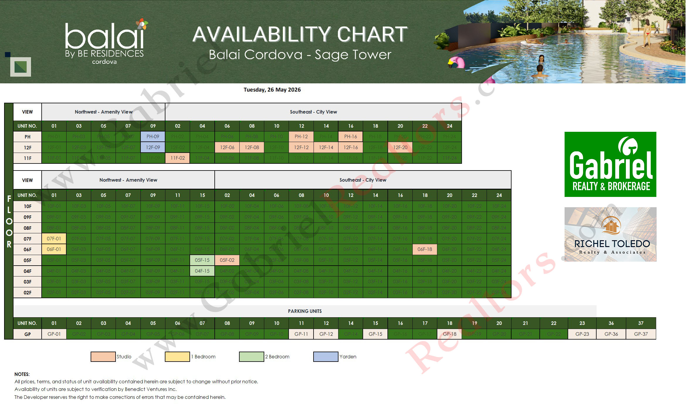 BALAI BY BE RESIDENCES CORDOVA Sage Availability Chart