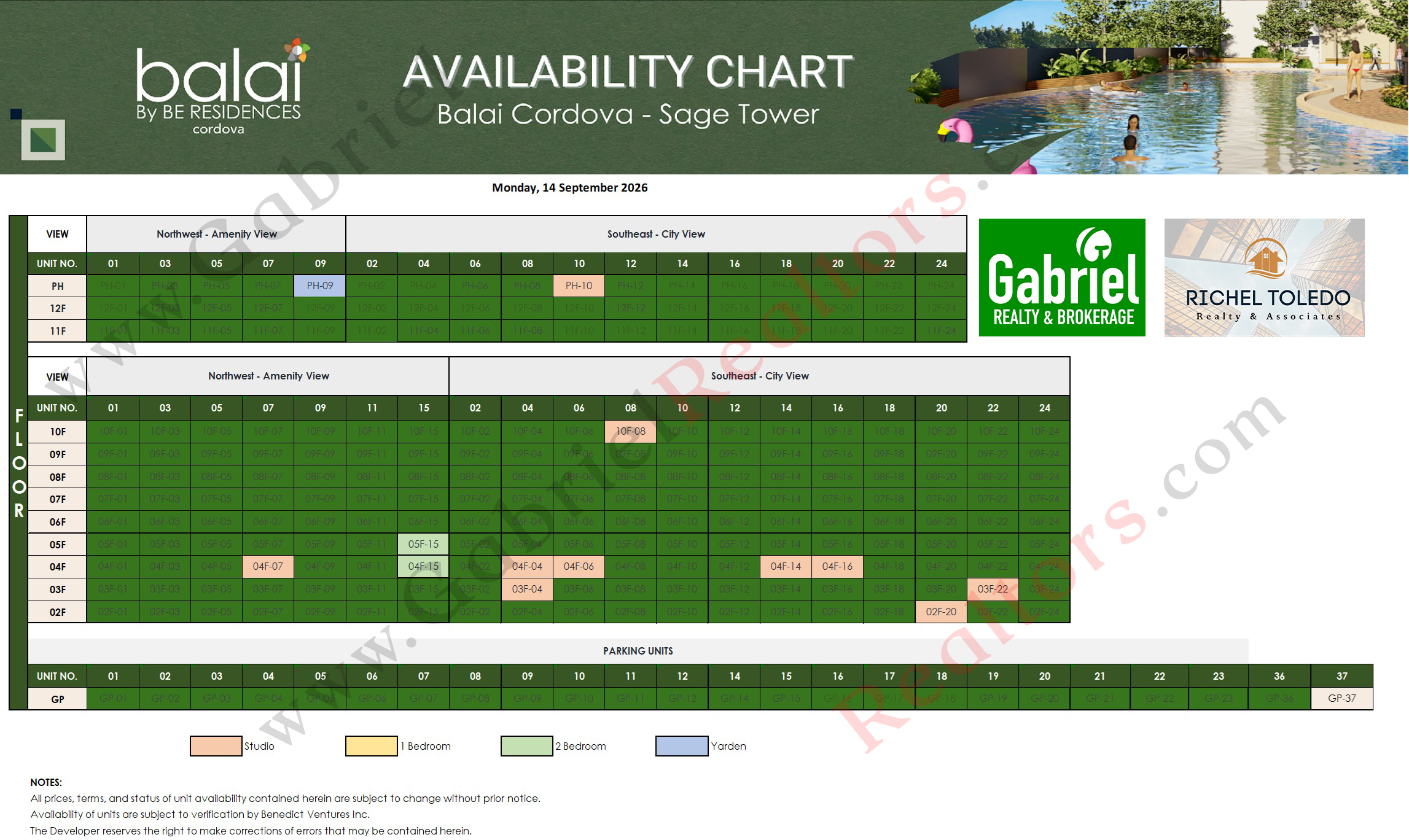 BALAI BY BE RESIDENCES CORDOVA Sage Availability Chart
