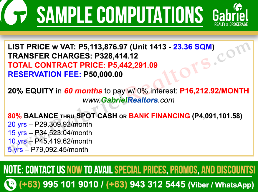 Le Mende Uptown Studio Unit Sample Computations