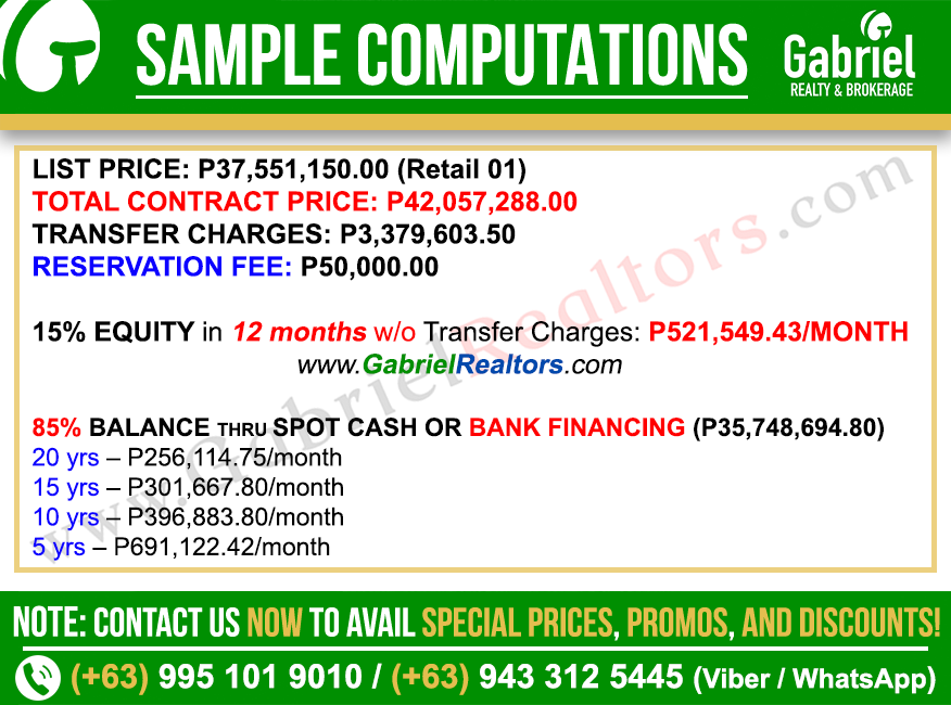 Arc Towers Retail Unit Sample Computation