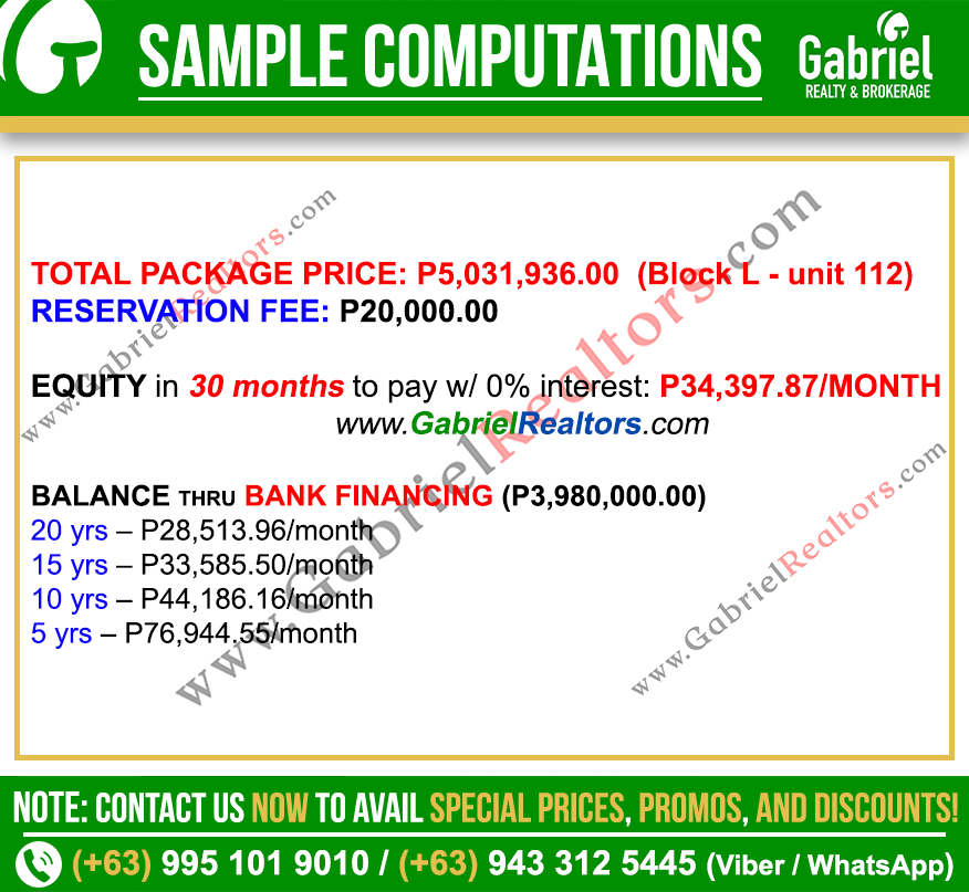 Plumera Mactan 1 Bedroom Unit Sample Computations
