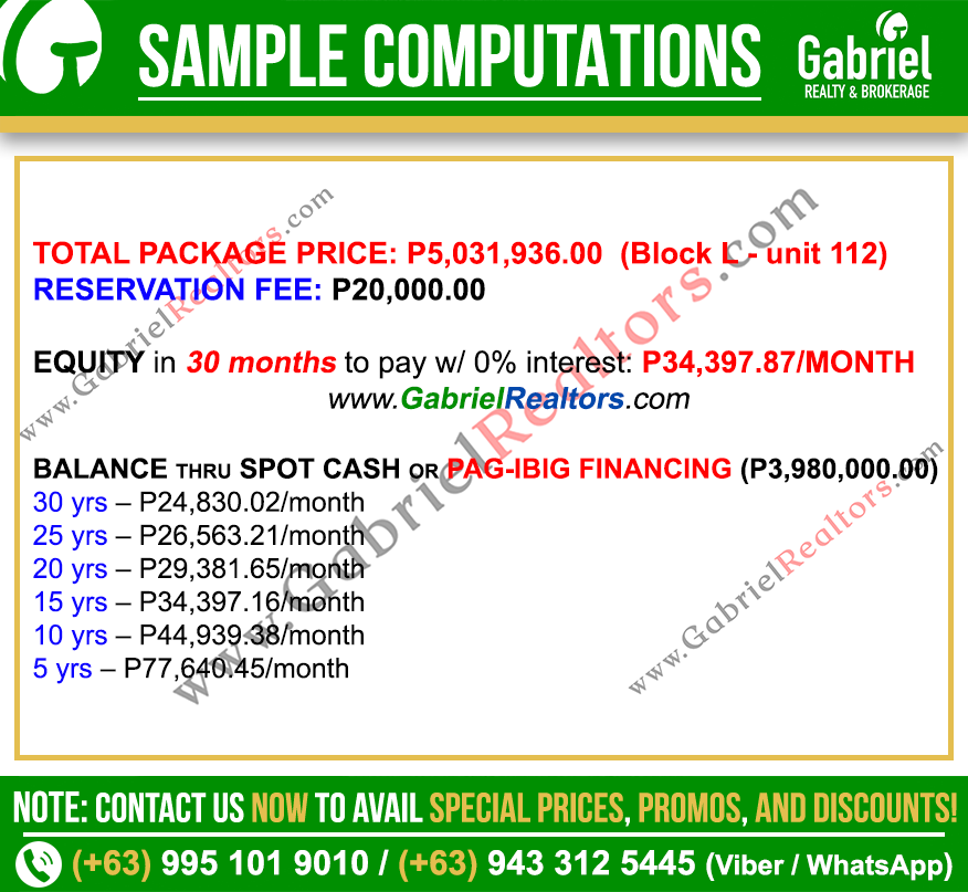 Plumera Mactan 1 Bedroom Unit Sample Computations