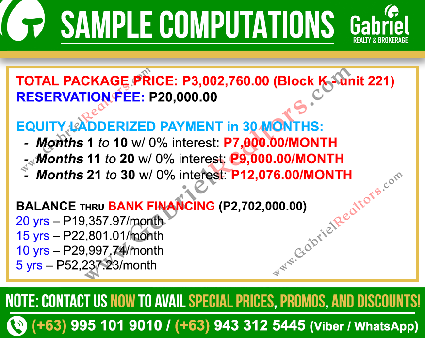 PLUMERA MACTAN CEBU Studio Unit Sample Computations