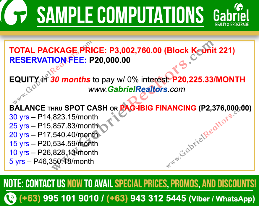 PLUMERA MACTAN CEBU Studio Unit Sample Computations