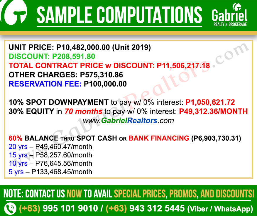 Shang Bauhinia Studio Unit Sample Computations