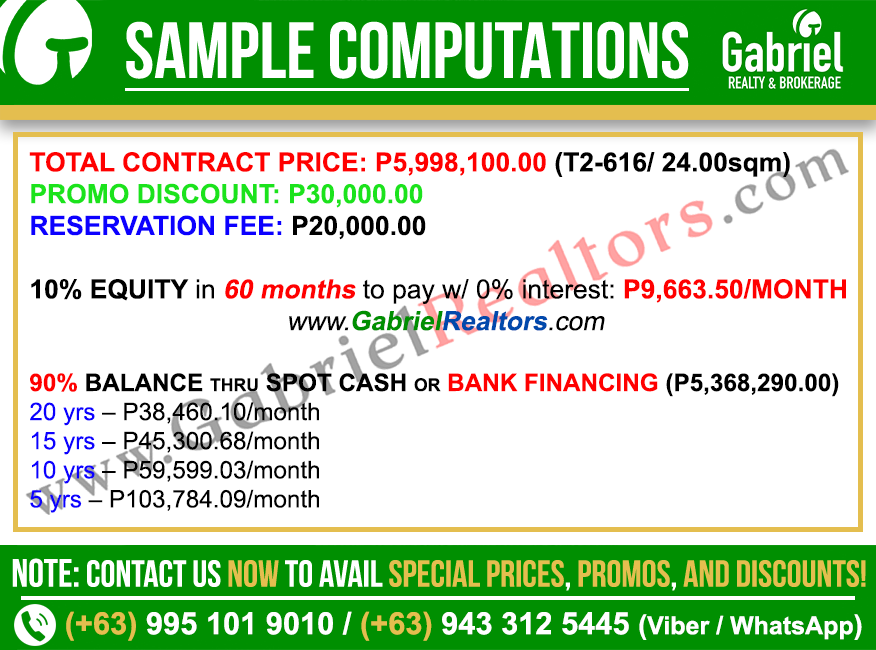 Vertex Coast Mactan Studio Residential Unit Sample Computation