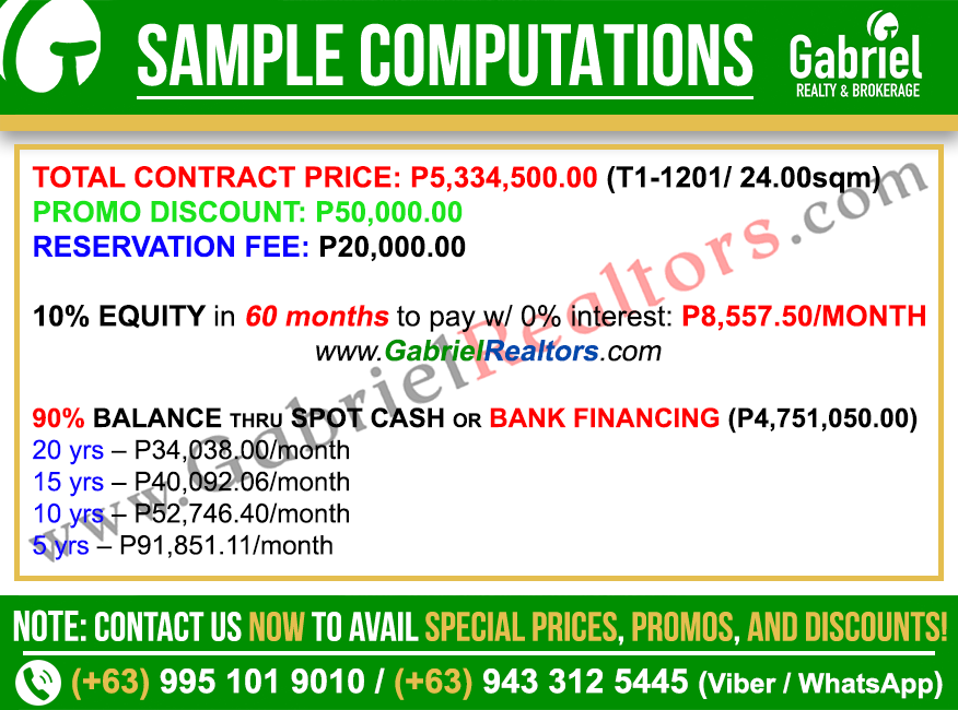 Vertex Coast Mactan Studio Residential Unit Sample Computation