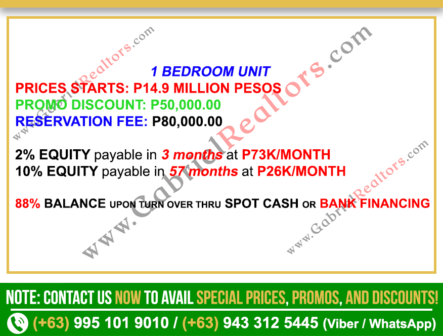 THE WAVE TOWERS 1 BEDROOM UNIT SAMPLE COMPUTATIONS